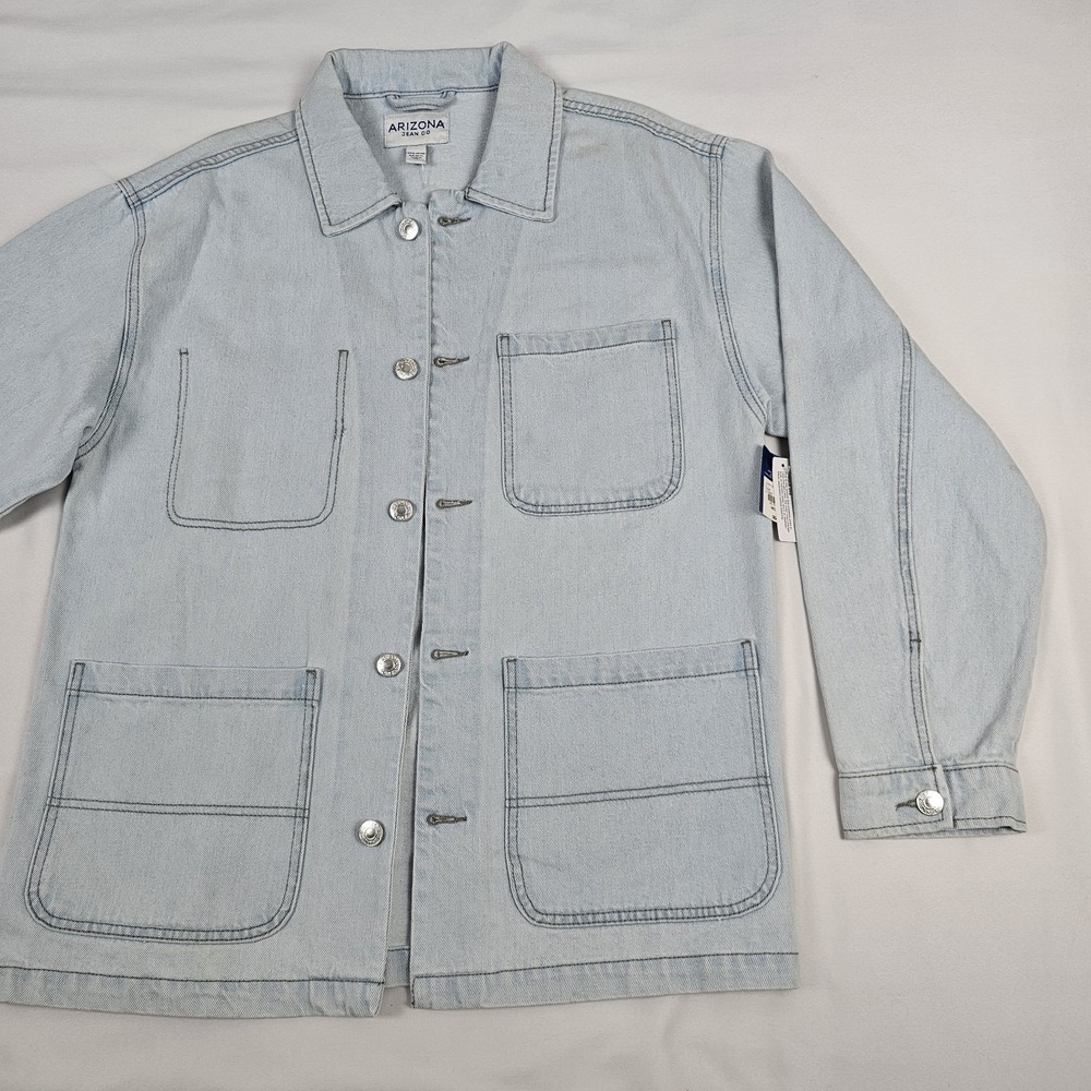 Vtg Arizona Jean Chore Barn Jacket Light Wash Denim‎ Mens M NEW